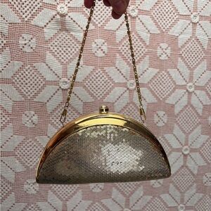Vintage Gold Sequin Evening Clutch